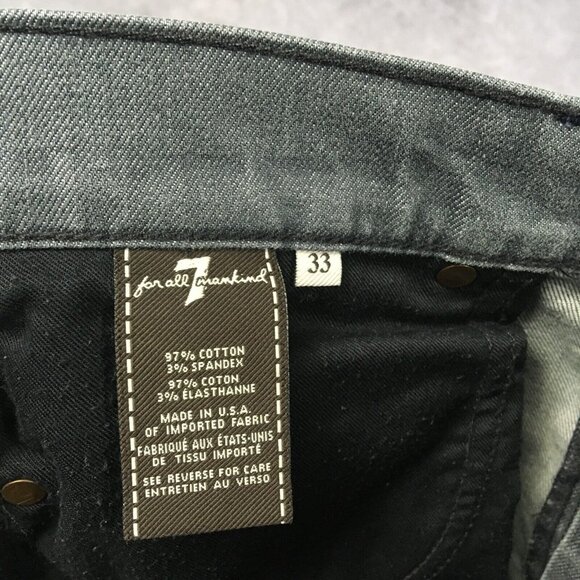 7FAM Mens Standard Slim Fit Gray Jeans size 31x34 Stretch Button Fly (Altered) - Picture 8 of 16